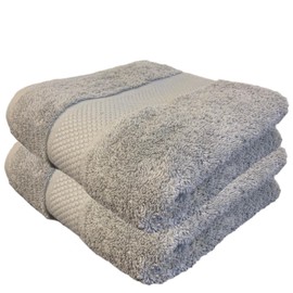 Sue Rossi Hand Towels 100% Turkish Organic Combed Cotton, Bathroom Or Kitchen Towel, 600gsm Thick, Very Soft Plush & Absorbent, 50 x 90cm, Single Or Twin Set Premium Quality (Silver Grey, 2)