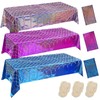 Oudain 12 Pcs Iridescent Tablecloths and Fish Net Decorative Set