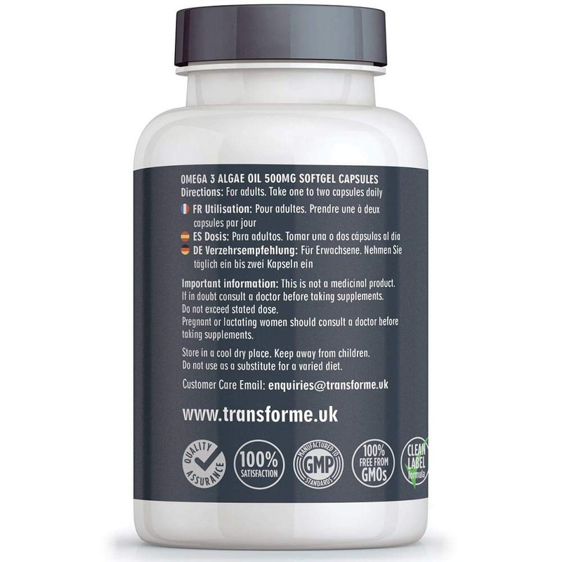 Transforme Vegan Omega 3 Algae Oil with Vitamin E, 60