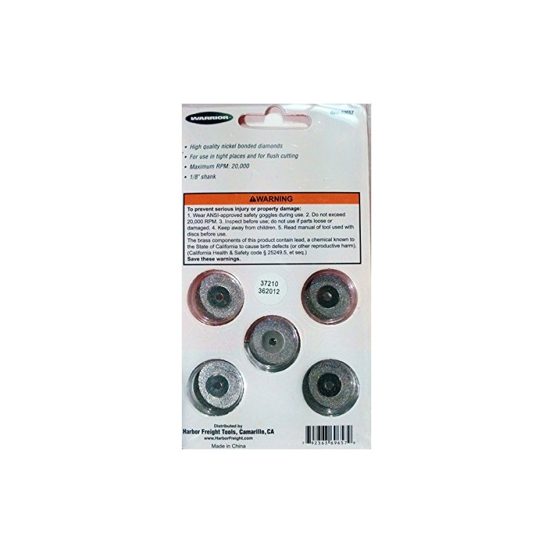 Rotary Diamond Cutting Discs with 1/8" Shank, 5 Pc.