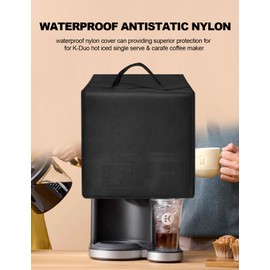 Coffee Brewer Cover Coffee Pot Maker Lid Waterproof Antistatic Nylon Cover for Keurig K-Duo Gen 2 Hot Iced Single Serve pot maker for Carafe Coffee Maker 72oz (Black)