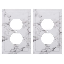 2 Pack - Meedasy Marble Pattern1 Gang Duplex Receptacle Wall Plate with Hierarchical Stepped Design