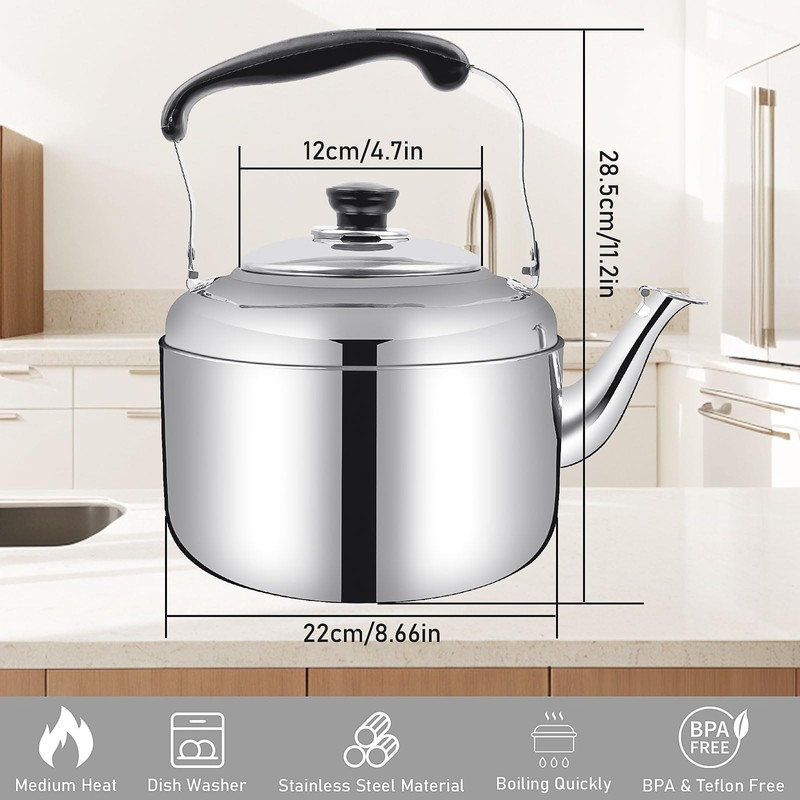 Stovetop Kettle 5 Quart/5L Stainless Steel Whistling Tea Kettle with