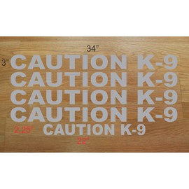 Caution K-9 Decal Set Police Dog Grey Silver Gray Sticker Lot k9 4 Car Truck Van or Suv Kit