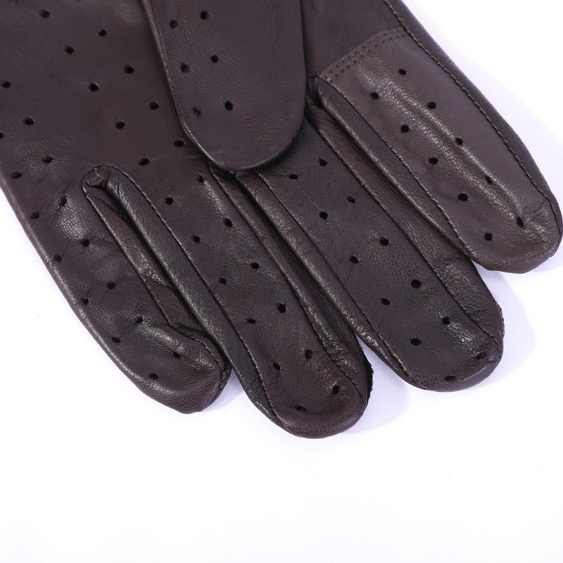 Meetoget Men's Leather Driving Gloves Unlined Goatskin Auto Driving Gloves