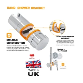 Adjustable Shower Head for Slide Bar, Hand Shower Bracket Universal 19-25MM Head Guide Bracket Holder 360 Degree Rotation for Sprayers