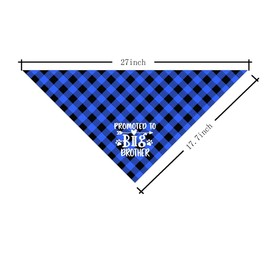 Dog Bandana, Promoted to Big Brother, Dogs Muffler Classical White Printing, Doggy Muffler Pet Scarf, Pet Baby Announcement Plaid Scarf Gender Reveal Accessories, for Small Medium Large D03