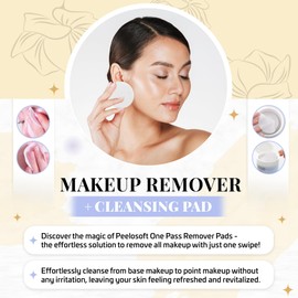 Makeheal Peelosoft One Pass Makeup Remover & Cleansing Pads - Hypoallergenic, Deep Cleansing, Gentle Exfoliator Pads for Sensitive Skin - Quickly Remove Waterproof & Long-Lasting Makeup (50 Pads)