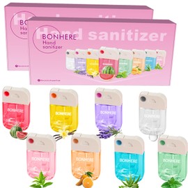 PeppyHands 8 Pcs Hydrating Hand Sanitizer Spray, 8 Scents, 10.4 FL. OZ. Portable Sanitizer Spray for Travel Size, 500-Sprays Each Multi-Flavor, Refillable Plastic Travel. (8Pcs)