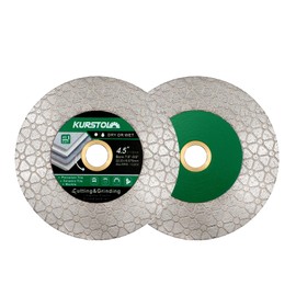 KURSTOL Diamond Cutting Disc - 2PCS 4.5"/115mm Dual-Purpose Tile Diamond Saw Blade,Angel Grinder Blade Arbor 7/8"-5/8" for Cutting and Grinding Ceramic Tiles,Porcelain,Granite,Marble