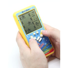 Retro Block Game Console Brick Game Console with Colour Tray and Large Screen, Powered by Build 23 Games and with a Small Body (Yellow)