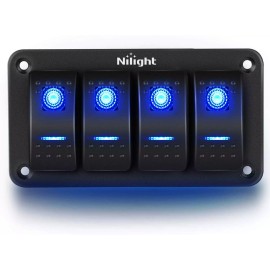Nilight Aluminum Rocker Switch Panel Toggle Dash 5 Pin for Auto Car Marine Boats - 4 Gang Rocker switch