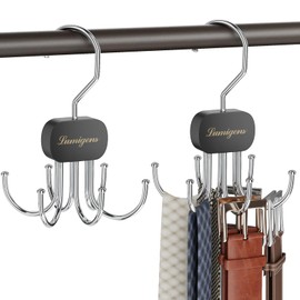 Belt Organizer for Closet,2PCS Tie Rack, Belt Tie Hanger for Closet,Tie Organizer for Men,Hanging Closet Organizer Hook for Belt, Bra, Tank Top, Tie, Scarf, Hat, Purse,Black