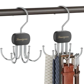 Belt Organizer for Closet,2PCS Tie Rack, Belt Tie Hanger for Closet,Tie Organizer for Men,Hanging Closet Organizer Hook for Belt, Bra, Tank Top, Tie, Scarf, Hat, Purse,Black