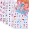 Flower Nail Stickers, Summer Nail Decals 3D Self-Adhesive Ocean Seahorse