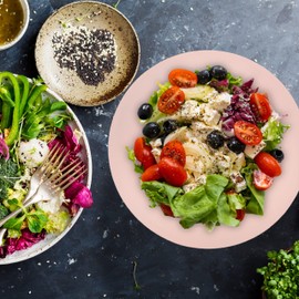 Relaxdays Salad Bowl, Stainless Steel, 2 L, Round Metal Bowl for Baking and Serving, Diameter 20 cm, Kitchen Bowl, Pink/Gold