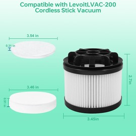 LVAC-200 Vacuum Filter Replacement, Filter Replacement for Levoit LVAC-200 Cordless Stick Vacuum, 3 Pre-Motor Filters 3 Post-Motor Filters, 9 Pack best combination, White
