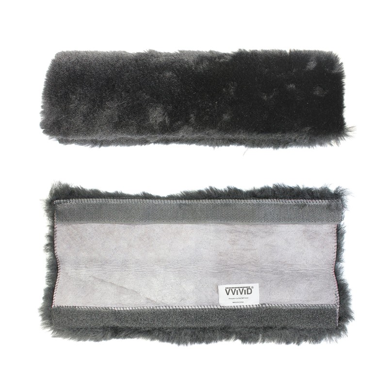 VViViD Black Faux Sheepskin Seat-Belt Shoulder Pad 9 Inch Comfort