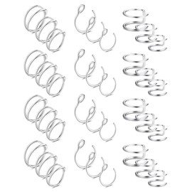 ZELORES 36Pcs 20G Hoop Nose Ring 316L Stainless Steel Non Pierced Double Nose Ring Cartilage Earrings Mix Color Fake Nose Rings for Women Men 6mm 8mm 10mm(SIlver)