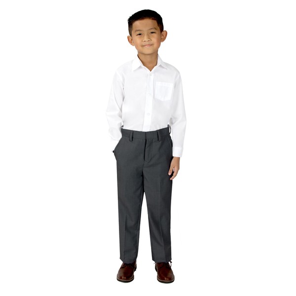 Spring Notion Boys' Dress Pants and Shirt 8 Graphite/White