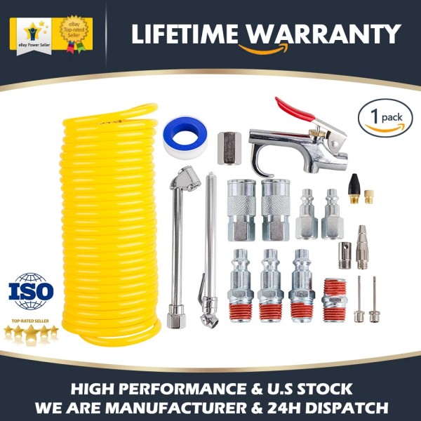 CarBole New 20Pcs Air Compressor Accessory Recoil Hose Gun Nozzles
