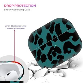 GlamCase Compatible with AirPods Pro 2nd Generation - Teal Leopard Pattern Design Printed Cute Plastic Hard Snap on Protective Designer Back AirPod Case/Cover for AirPods Pro 2.