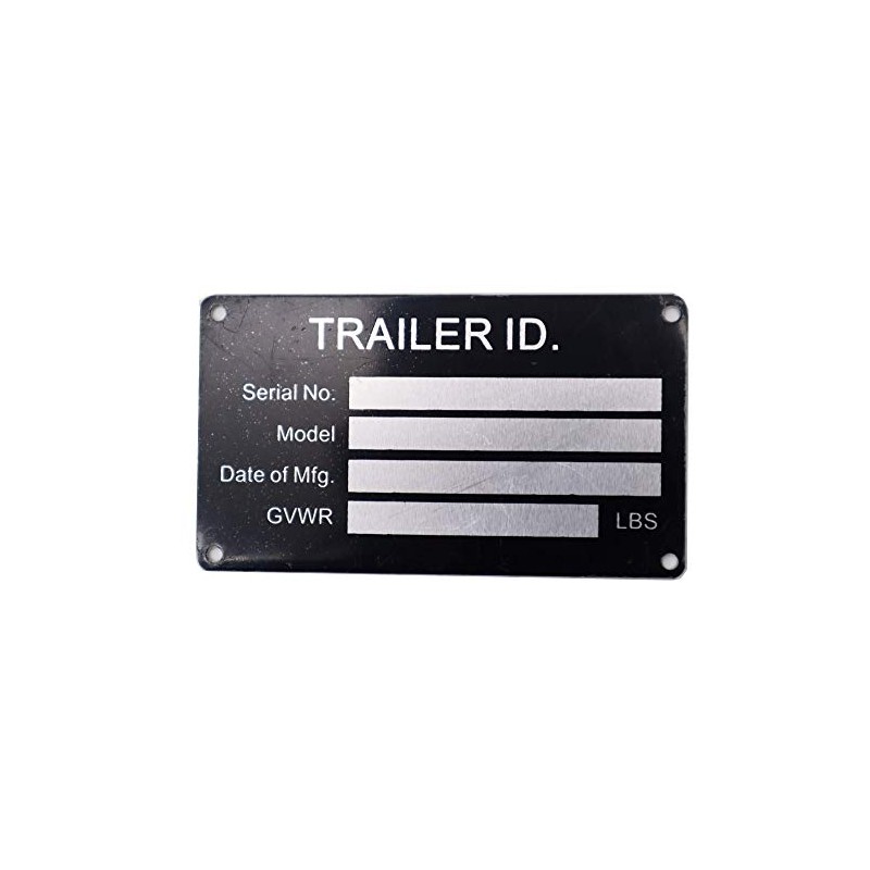 Blank Trailer VIN ID Plate Data TAG Serial Model Number