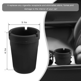 MTRPS Smokeless Car Ashtray, Self-Extinguishing Cigar Ash Tray Portable Butt Bucket, Smellproof Cup Holder Ashtray Smoking Accessory for Auto Truck Home Office Outdoor Use (Black)