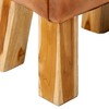 Bare Decor Gorgie Accent Stool in Brown Genuine Leather, Small