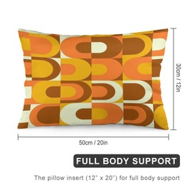 70s Pattern Retro Inustrial in Orange and Brown Tones Pillow Covers Decorative Preppy Lumbar Throw Pillowcase 12x20 Inch Couch Cushion Cover for Home Decor Living Room Bedroom College Dorm Bed Car So