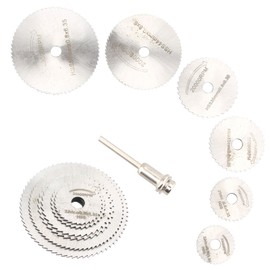 HALJIA 7 HSS Mandrel Saw Blade Wood Cutting Discs for Dremel Rotary Tool Cutoff Cutter with 1 Extension Rod Cutting Wheel 22 25 32 35 44 50 mm Wood Plastic Fibreglass Metal Sheets