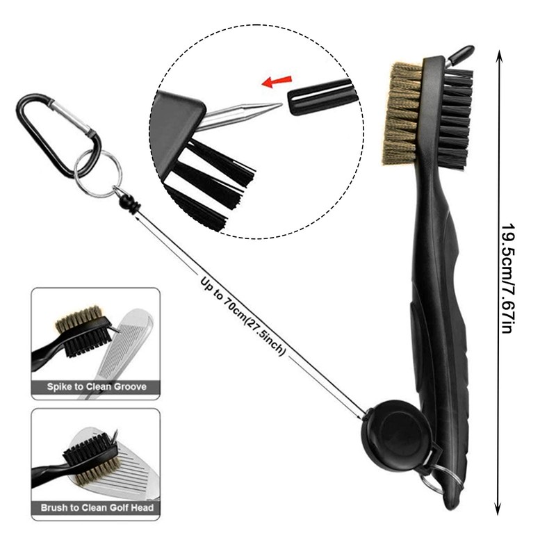 AWAVM Golf Club Brush and Microfibe Towel Kit, with Carabiner