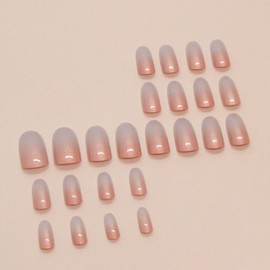 Hkanlre Gradient Fake Nails Tips Press on Nails Full Cover Almond False Long Nails for Women 24PCS