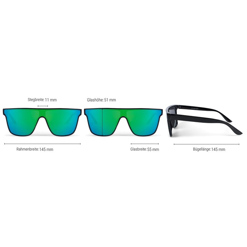 styleBREAKER Unisex Shield Monoglass Sunglasses, Polycarbonate Glass and Plastic Frame,