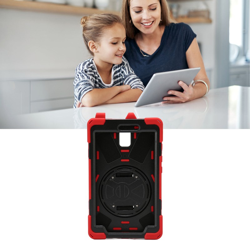 Tablet Case Silicone Hard PC Precise Cutouts Adjustable Strap Rotating
