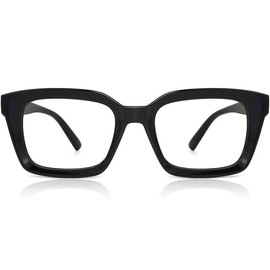 JiSoo Oversized Reading Glasses for Women 1.25, Stylish Designer Readers Large Frame with Spring Hinge, 1.25 Black