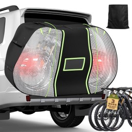 wowspeed Bike Cover for Transport 2 or 3 Bikes, Waterproof Bicycle Cover Outdoor Storage Cover for Transport on Rack, Sunproof 900D Bicycle Rack Mountain Bike Covers on Car Rear for Travel Storage