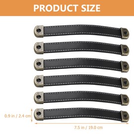 TEHAUX 6pcs Leather Drawer Pulls, Leather Handles Cabinet Pulls Drawer Handles Leather Suitcase Handles Leather Pulls for Cabinet Drawers Furniture Black