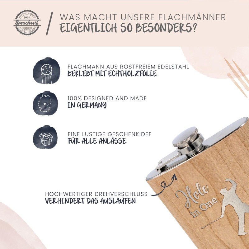 Spruchreif Premium quality 100% emotional, stainless steel hip flask with
