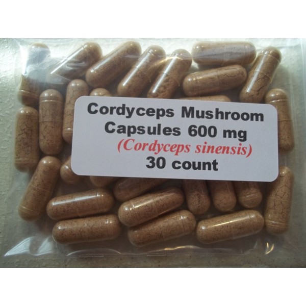 Cordyceps  Mushroom Powder Capsules (Cordyceps sinensis) 600 mg - 30 Count