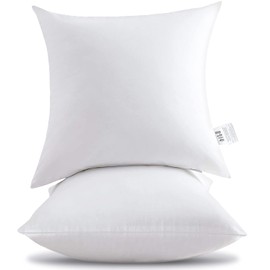HITO 16x16 Pillow Inserts (Set of 2, White)- 100% Cotton Covering Soft Filling Polyester Throw Pillows for Couch Bed Sofa
