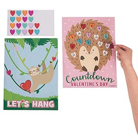Fun Express Valentine’s Day Countdown Cling Calendar Set - Fun & Festive Stationery for Kids - Reusable Stickers Exciting Countdown Valentine’s Day - Classrooms Parties & Family Activities - 18 Pieces