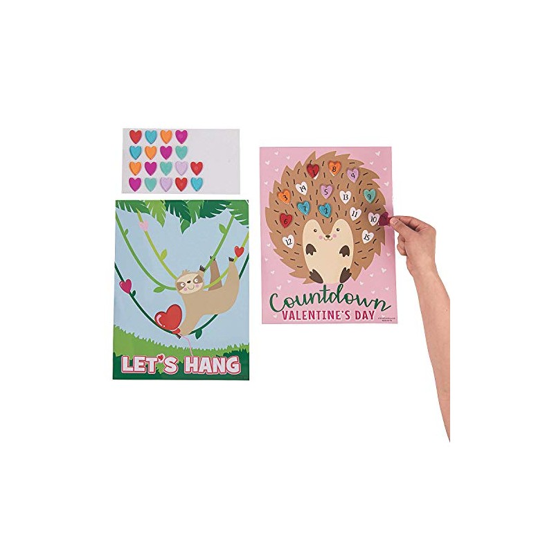 Fun Express Valentine’s Day Countdown Cling Calendar Set - Fun