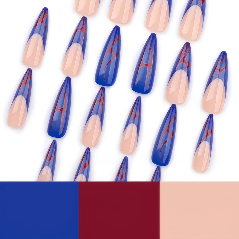 Rchovsam 24pcs xl French Tip Press on Nails Long Almond