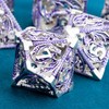 ARUOHHA Hollow DND Metal Dice Set 7PCS Silver Purple Role