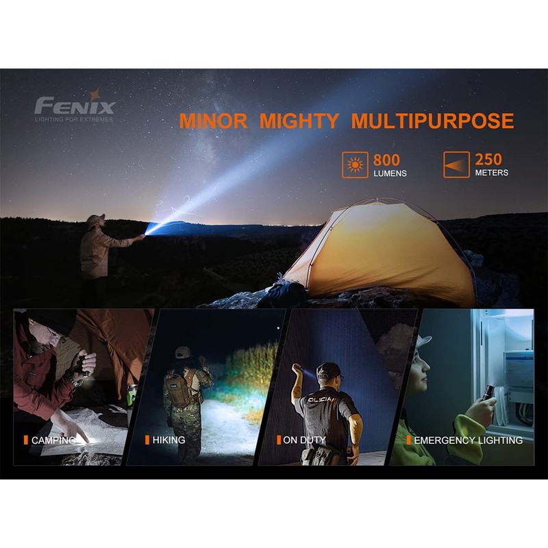 Fenix PD25R EDC Flashlight 800 Lumen USB-C Rechargeable, Dual Switch