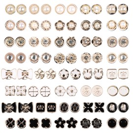 LLMSIX 80PCS Women Brooch Buttons, Alloy Small Cover Up Buttons Safety Invisible Modesty Pins Prevent Accidental Exposure for Dress Blouse Low Cut Tops Cloth Decoration (40 Styles)