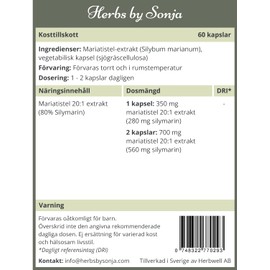 Herbs by Sonja - Milk Thistle 350 mg * 60 Capsules Natural Detoxification - Organic Milk Thistle Vegan - Milk Thistle Capsules High Dose - Milk Thistle Complex