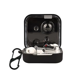 QWYJ Funda para Nothing Ear 1 Case Carcsa Protectora de Silicona, para Nothing Ear 1 Funda de Carga Portátil con Mosquetón Llavero Anti-perdida (Negro)