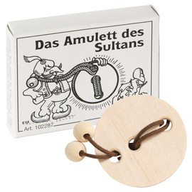 Bartl 102287 Mini Wooden Puzzle The Amulet of the Sultan from a Small Wooden Amulet and a String with 2 Wooden Balls